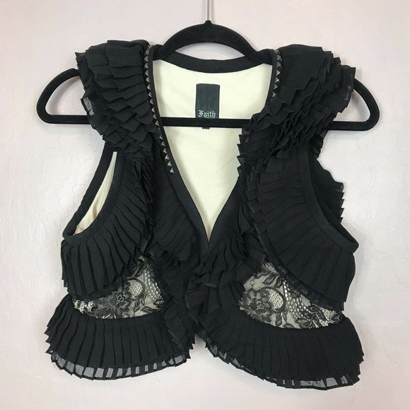 NEW Faith Connexion Silk Flounced Bolero Vest S - Picture 1 of 7